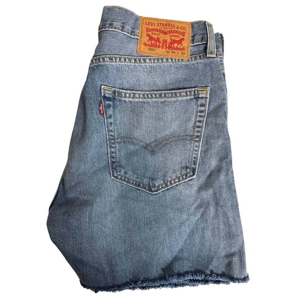 NEW Levis 505 High Rise Denim Blue Jean Shorts Womens XL 5" Inseam Urban Renewal